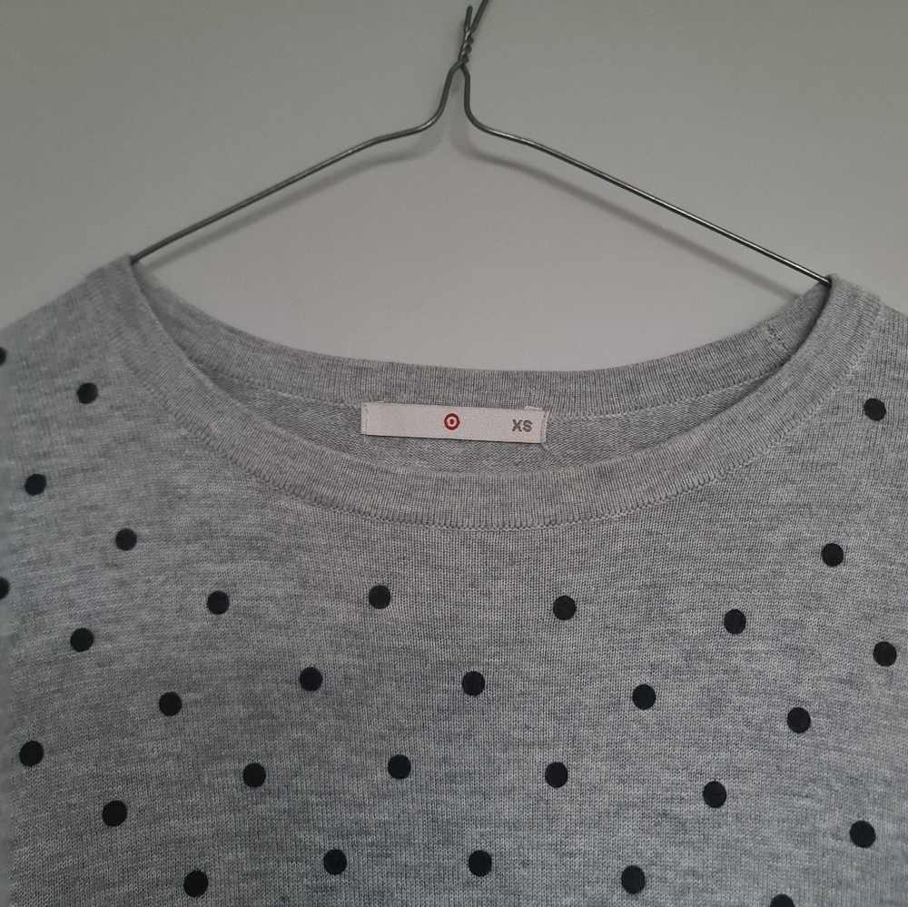Grey Black Dot Top Shirt Cardigan Sweater Oversize Longsleeve Long - Picture 4 of 5